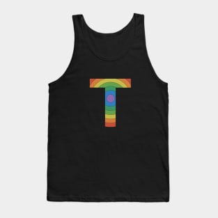 Retro Rainbow 'T' Sticker Tank Top